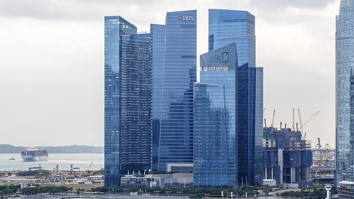 Marina Bay waterfront and financial district skyline, Singapore